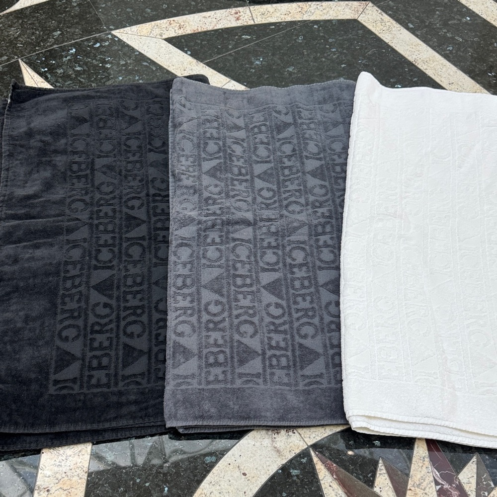Iceberg Vintage 100% Cotton Black, Gray, and White Towel Trio Bundle